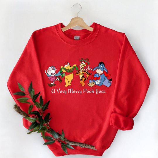 A Very Merry Pooh Year Sweatshirt, Winnie The Pooh Christmas Themed Sweatshirt, Christmas Piglet Tiger Eeyore Sweatshirt,Disney Pooh