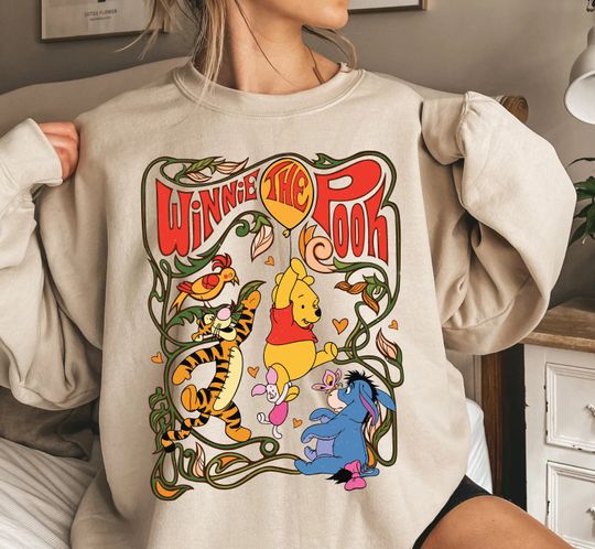 Retro Winnie The Pooh Sweatshirt, Disney Pooh Piglet Eeyore Tigger Shirt, Walt Disney Tee, Disneyland Family Trip Outfits, Birthday Gift