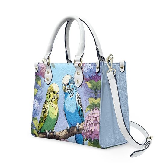 parakeet budgie Leather Handbag, Gift for Mother's Day
