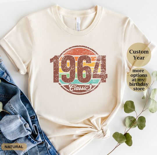 Classic 1964 Birthday Shirt, Vintage 1964 Birthday T-Shirt, Retro Birthday , 60th Birthday Man and Women,