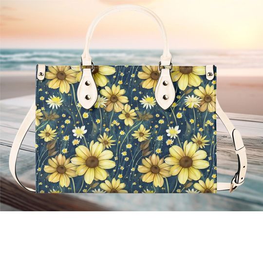 beautiful spring floral Leather Handbag, Gift for Mother's Day