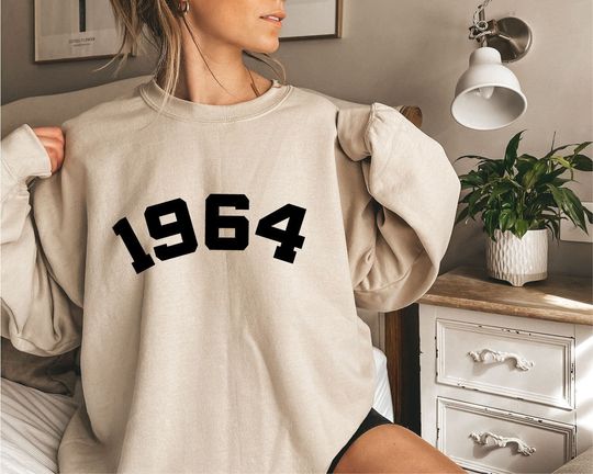 1964 Sweatshirt, 58th Birthday Sweatshirt, 1964 Birth Year Number Shirt, Birthday Gift for Women, Birthday Sweatshirt Gift 1964 Top for Her
