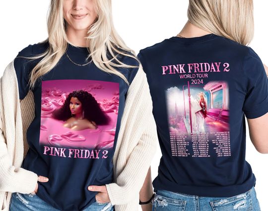 Pink Friday Faux Sequin Nicki Minaj 2 Sides Shirt, Rapper Homage Graphic Shirt, Gift for Fan