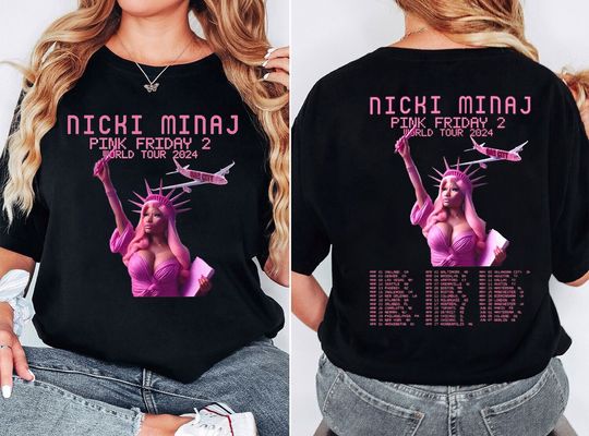 Nicki Minaj 2 Sided Shirt, Limited Nicki Minaj Pink Friday 2024 World Tour Vintage Shirt, Gag City Shirt, Nicki Minaj Statue