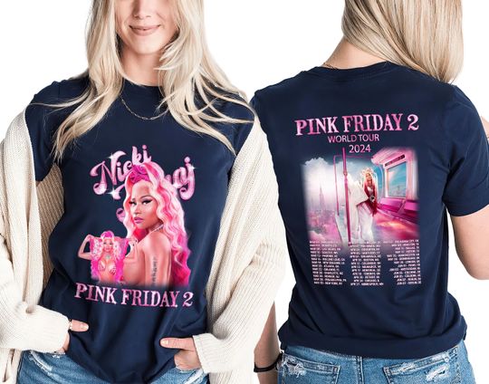 Nicki Minaj Pink Friday Shirt, Rapper Homage Graphic 2 Sides Shirt, Pink Friday 2 Merch Gift for Fan