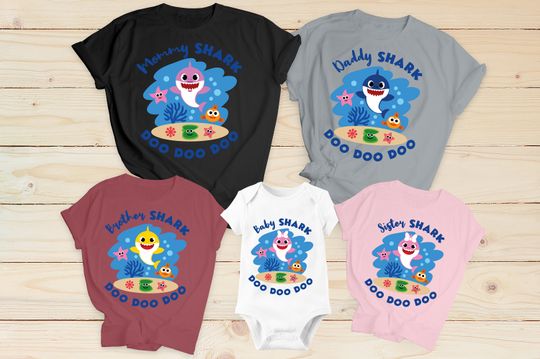 Baby Shark Custom Shirt, Custom Baby Shark, Baby Shark Birthday Shirt, Baby Shark Birthday Outfit, Family Shark Shirt, Baby Shark Family