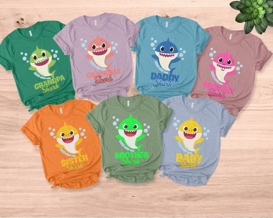 Family Shark Shirt,Daddy Shark Doo Doo Doo Shirt,Custom Name Shirt for Family,Daddy & Mommy,Brother Sister Baby Matching Shirt