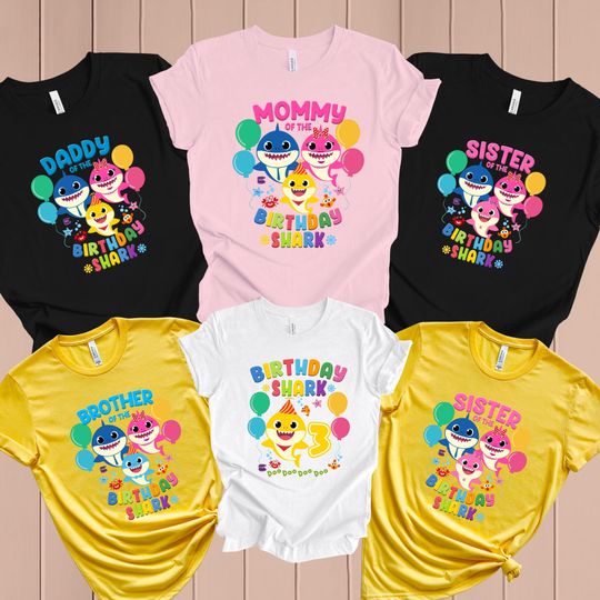 Baby Shark Birthday Shark Custom Family Tshirt, Family Shark Doo Doo Doo Shirt, Baby Shark Theme Tshirt, Baby Shark Matching Shirt