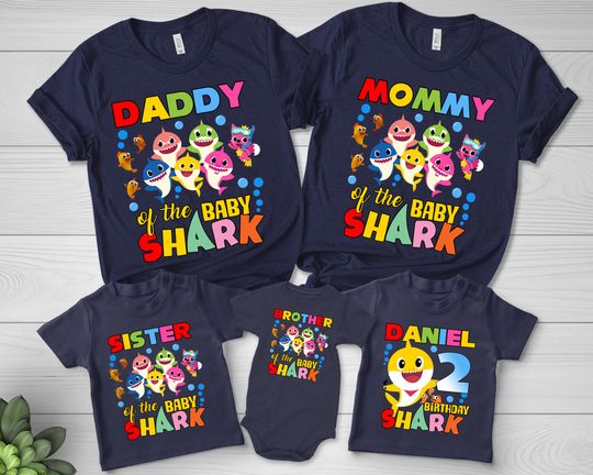 Baby Shark Birthday Shirts, Personalized Baby Shark Shirt, Matching Birthday Family Shirts, Baby Shark Theme T-Shirt