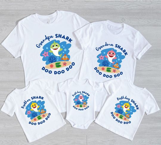 Baby Shark Birthday Shark Custom Family Tshirt, Family Shark Doo Doo Doo Shirt, Baby Shark Theme TShirt, Baby Shark Matching Family Shirt