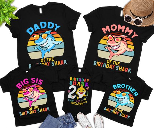 Custom Family Baby Shark Birthday Shirts, Baby Shark Matching Shirts, Shark Family Birthday Shirt, Personalized Birthday Baby Shark Shirt