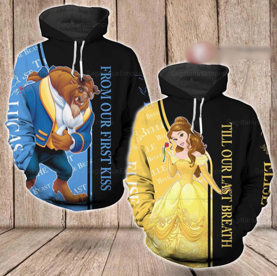 Disney The Beast And Belle Couple Hoodie, Beauty And The Beast Matching Couple Hoodie, Beauty And Beast Shirt, Valentines Couple Gifts