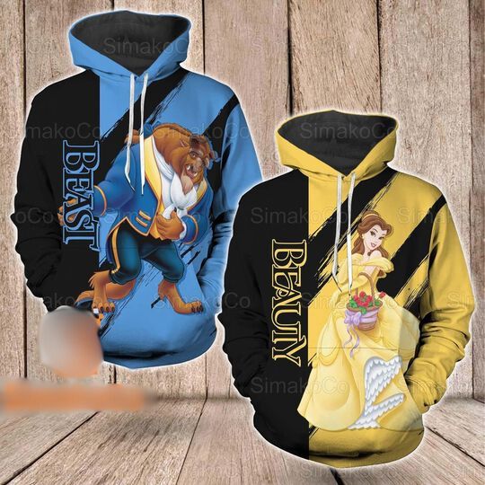 Beauty And The Beast Couple Hoodie, Beauty And The Beast Hoodie, The Beast Hoodie, Beauty Hoodie, Belle Princess Hoodie, Valentine Day