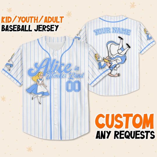 Custom Disney Alice in Wonderland Simple Stripe Baseball Jersey
