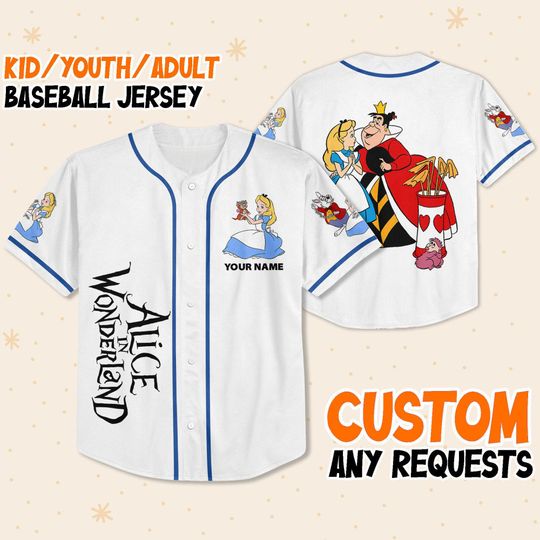 Custom Disney Alice in Wonderland Adventure Simple Baseball Jersey