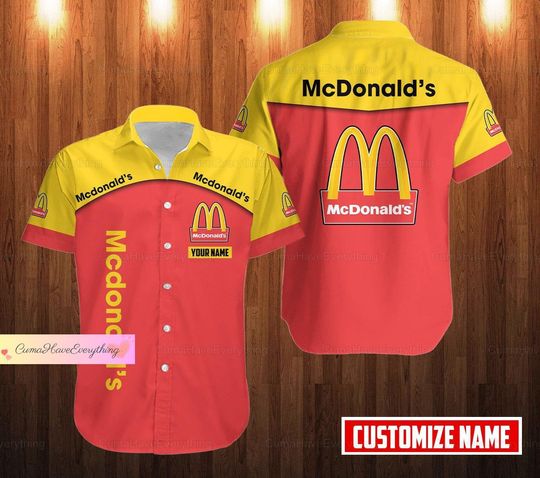 McDonald's Button Shirt, Custom McDonald Shirt, Fast Food Button Shirt, Button Down Shirt