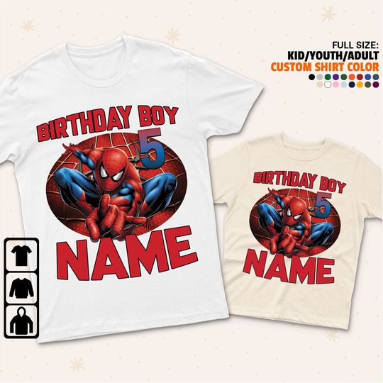 Personalize Disney Spiderman Birthday Age And Name Unisex T-Shirt
