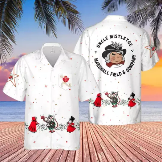 Uncle Mistletoe Christmas Aloha Hawaiian Button Shirt