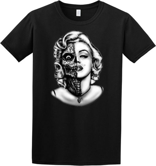 Men's Marilyn Monroe Half Skull T-Shirt