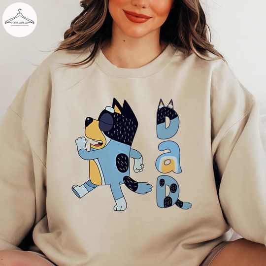 Blue Dog Dad Sweatshirt, Blue Dog Cartoon Sweatshirt