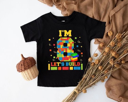 Building Block Birthday Boy Girl Shirt,Custom Birthday Buiding Shirt,Building Block Themed,Brick Birthday Shirt,Little Builder Kid Gift