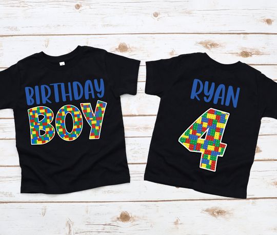 Building block birthday shirt, builder birthday shirt, building block theme, custom block shirt, boy birthday shirt, block theme birthday