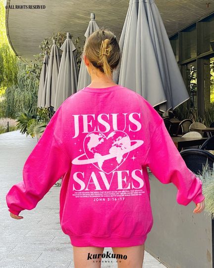 Jesus Saves Aesthetic Christian Streetwear Sweatshirt