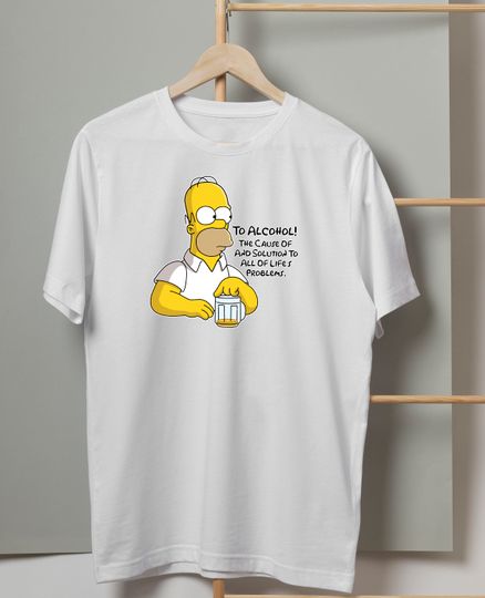 Homer Simpson T-Shirt | The Simpsons Unisex Tee | Funny Homer Shirt | Cartoon Lovers Gift | Drunk Homer Simpson Graphic Tee