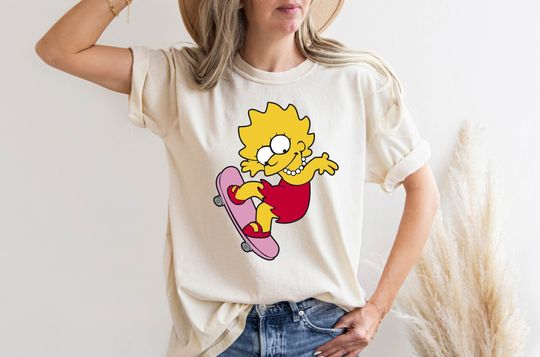 Lisa Simpson Skateboard Tshirt, Simpsons Family Tshirt, Cartoon Tee, Simpsons Tshirt, Simpsons Shirt, Kid's Tee, Simpsons Art Tshirt,