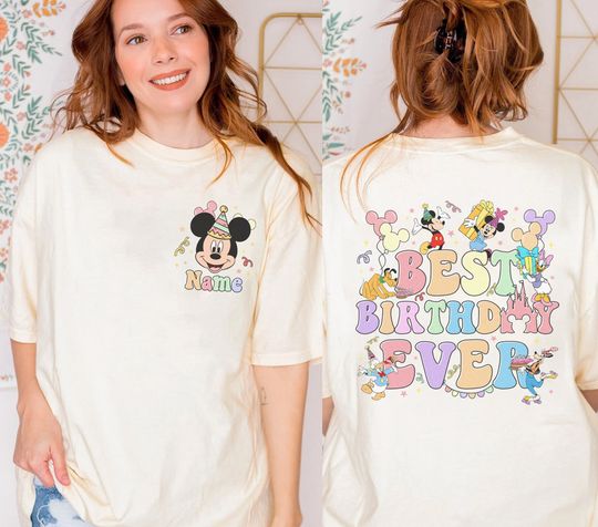 Personalized Mickey & Friends Best Birthday Ever Double Sided Shirt