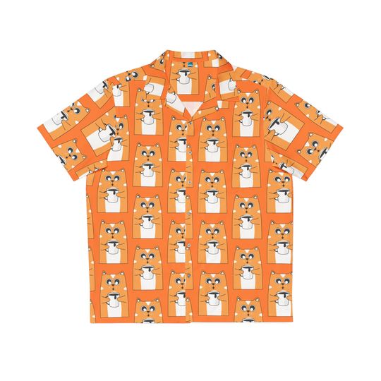 Orange Coffee Cat Hawaiian Shirt, Cat Lovers Gift