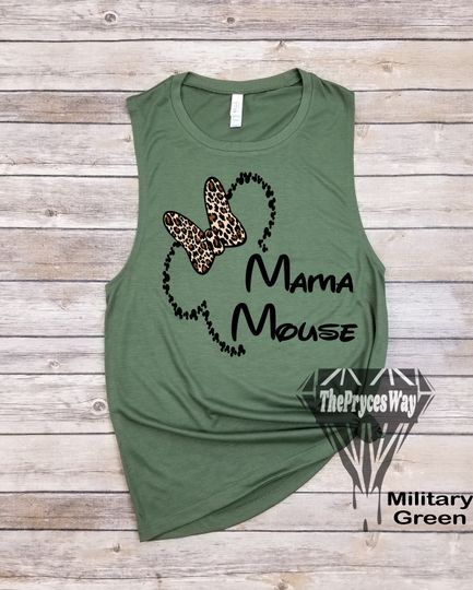 Cheetah Mama Mouse Muscle Tank,Animal Kingdom Tank,Minnie Mouse Tank