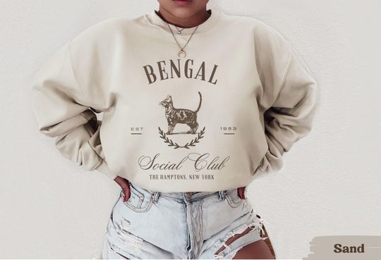 Custom Bengal cat Soociial Clubb Sweatshirt, Bengal cat Sweatshirt, Bengal Cat, Bengal cat gift, Bengal cat mom, Cat mom sweatshirt