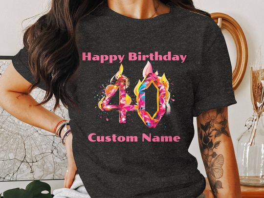 40th Birthday Celebration T-Shirt, Custom Name Party Tee