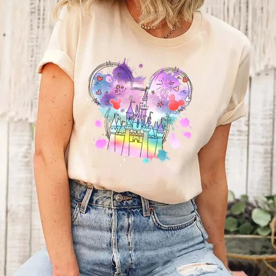Disneyland Castle Mickey Watercolor Ears Shirt