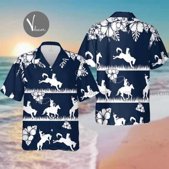Cowboy Floral Pattern Hawaiian Shirt, Cowboy Lover Summer Shirt, 3D Hawaii Aloha Shirt, Summer Gift, Cowboy Life Shirt, Cowboy Gifts