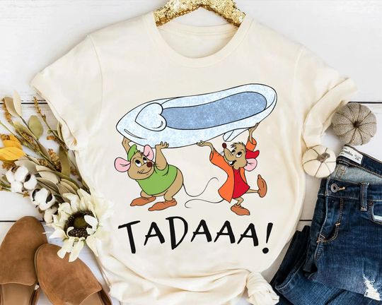 Funny Disney Cinde Jaq & Gus With Shoe Tadaaa Retro Shirt