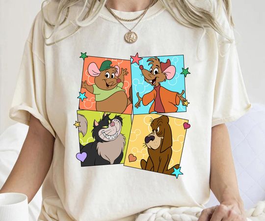 Disney Cinde Gus, Jaq, Lucifer, Bruno Group Portrait Shirt