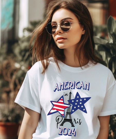 USA Flag Olympic Tee Paris Summer Games Shirt America Group Travel Eiffel Tower Perfect Gift for Her Gift for Him Group Shirts
