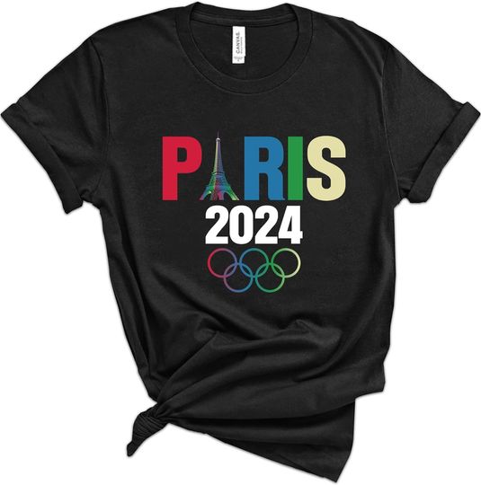 France Eiffel Tower Unisex Adult Short Sleeve Shirt, 2024 Paris Olympics Games Shirt, Paris Summer Sport Games USA Gift