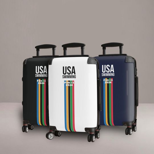 Swimmer's Suitcase 2024 Summer Paris Travel Luggage USA, Swimming Team