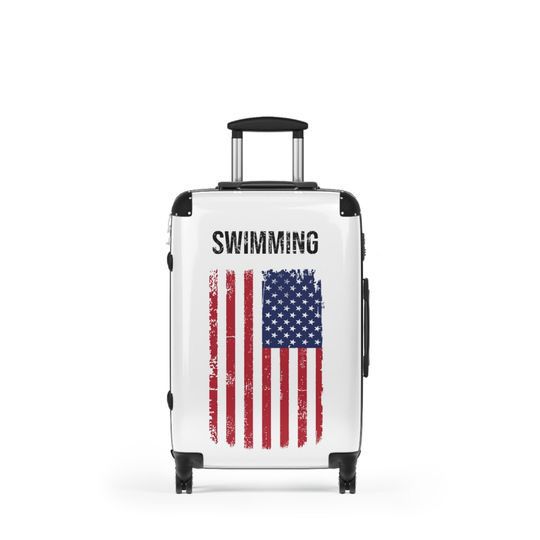Luggage for Sports Athlete Suitcase Custom Sport USA flag, Travel Gift for Swimmer, USA Team, Badminton, Boxing, Wrestling Gift for Athlete