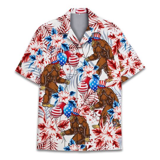 Bigfoot Hawaiian Shirts, Tropical Summer Aloha Short Sleeve Shirt