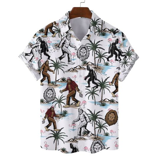 Bigfoot Hawaiian Shirts, Tropical Summer Aloha Short Sleeve Shirt