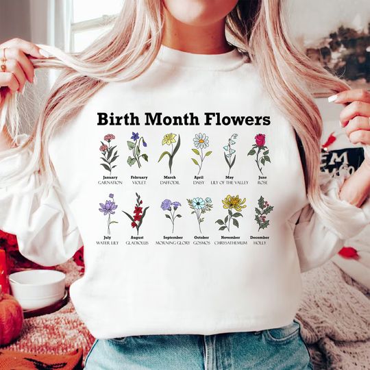Birth Month Flowers Sweatshirt, Grandma's Garden Love Grows Here Grandma Mother's Day Sweatshirt