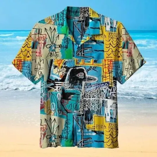Strokes Pattern Empire With All Hawaiian, Summer Party Shirt, Buttom Down Shirt