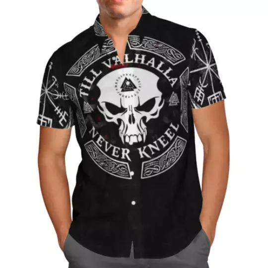 Skull Viking Empire With All Hawaiian, Summer Party Shirt, Buttom Down Shirt