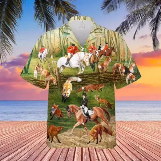 Fox Hunting Empire With All Hawaiian, Summer Party Shirt, Buttom Down Shirt