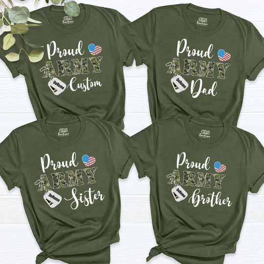 Proud Army Family Shirts, Cool USA Army Dad Custom T-Shirt, Custom Army Family Outfits