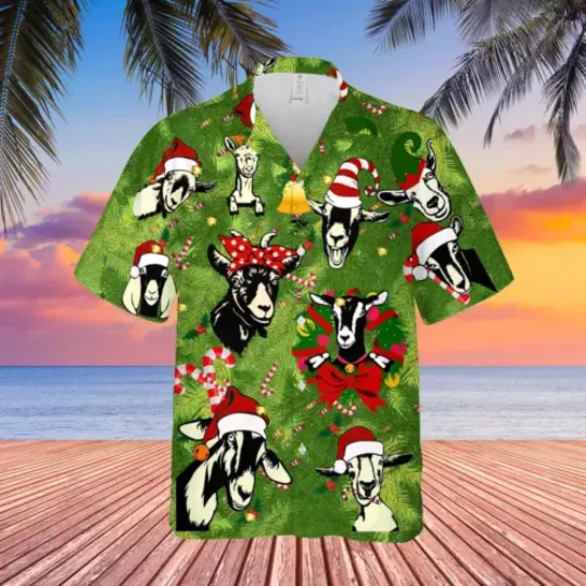 Christmas Goats Empire With All Hawaiian, Summer Party Shirt, Buttom Down Shirt